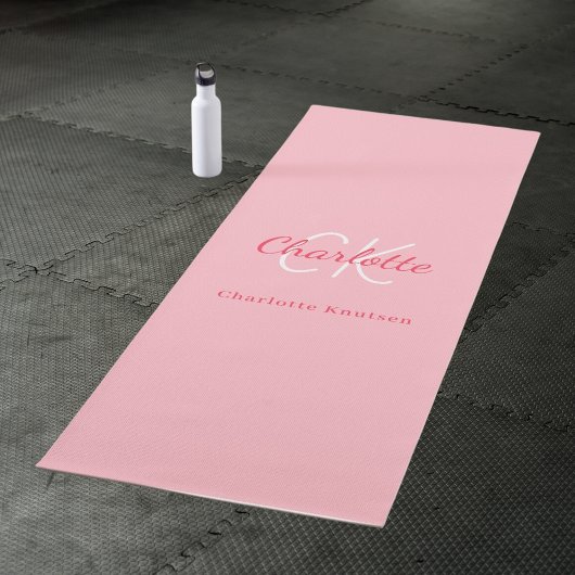 Roze monogram eerste letters naam yogamat