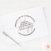 Roze Monogram Elegant Certificaat van Echtheid Ronde Sticker (Envelop)