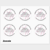 Roze Monogram Elegant Certificaat van Echtheid Ronde Sticker (Vel)