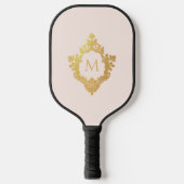 Roze Monogram Elegant Faux Gold Crest Pickleball Paddle (Voorkant)
