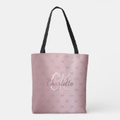 Roze monogram elegant modern script tote bag (Achterkant)