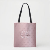 Roze monogram elegante moderne script  tote bag (Voorkant)