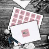 Roze Monogram Elegante Winter Sticker
