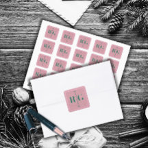Roze Monogram Elegante Winter Sticker