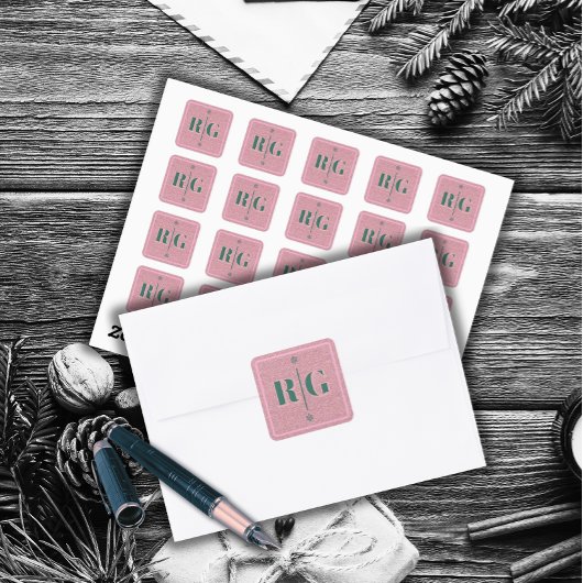 Roze Monogram Elegante Winter Sticker