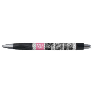 Roze monogram en fotocollage pen