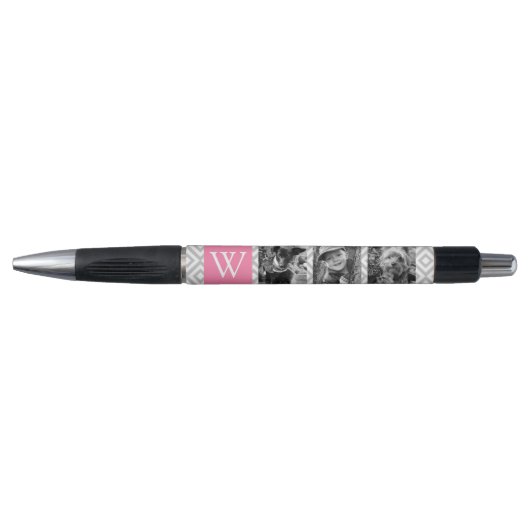 Roze monogram en fotocollage pen (Voorkant)