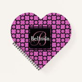 Roze Monogram en Glitter Quatrefoil Ontwerp Notitieboek (Voorkant)