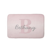 roze monogram en Jouw naam script bevestigen Badmat (Voorkant)