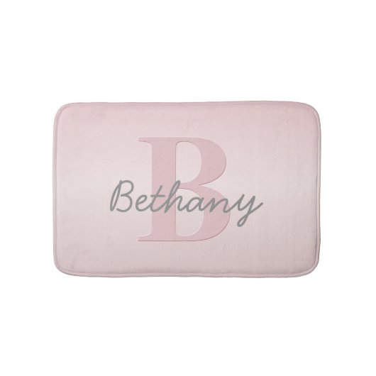 roze monogram en Jouw naam script bevestigen Badmat (Voorkant)