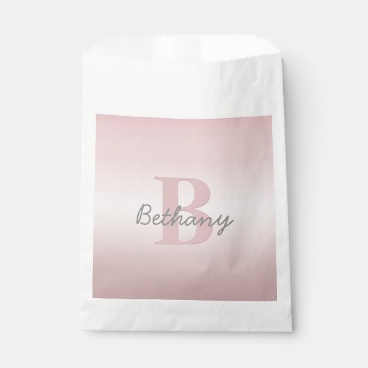 roze monogram en Jouw naam script bevestigen Bedankzakje (Voorkant)