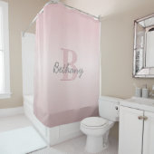  roze monogram en Jouw naam script bevestigen Douchegordijn (In situ)