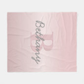 roze monogram en Jouw naam script bevestigen Fleece Deken (Voorkant (Horizontaal))