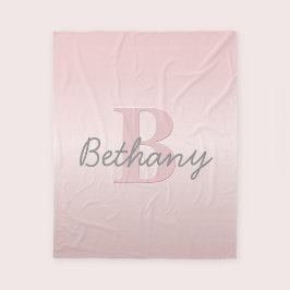  roze monogram en Jouw naam script bevestigen Fleece Deken