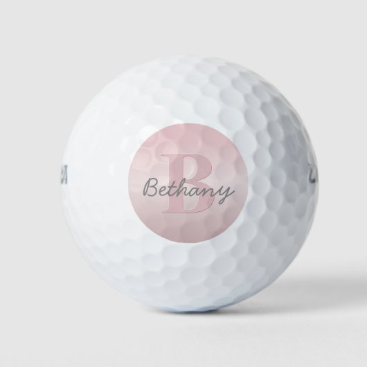  roze monogram en Jouw naam script bevestigen Golfballen (Voorkant)