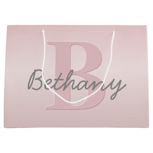 roze monogram en Jouw naam script bevestigen Groot Cadeauzakje (Voorkant)