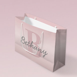  roze monogram en Jouw naam script bevestigen Groot Cadeauzakje