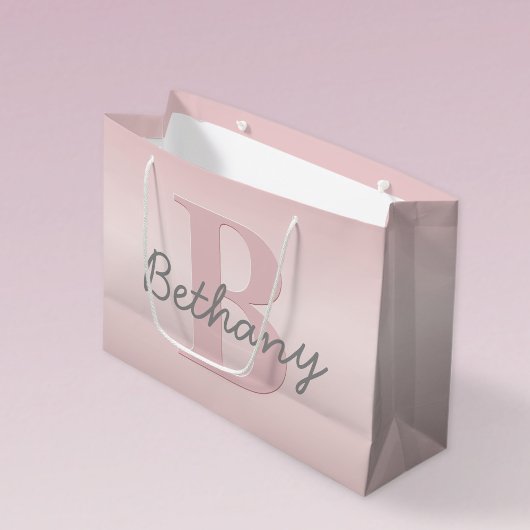 roze monogram en Jouw naam script bevestigen Groot Cadeauzakje