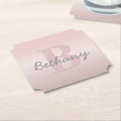 roze monogram en Jouw naam script bevestigen Kartonnen Onderzetters (Gekanteld)