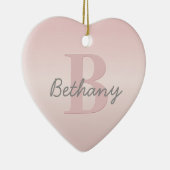  roze monogram en Jouw naam script bevestigen Keramisch Ornament (Rechts)