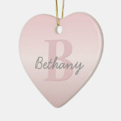  roze monogram en Jouw naam script bevestigen Keramisch Ornament (Links)