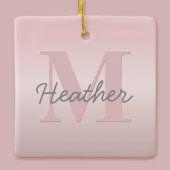  roze monogram en Jouw naam script bevestigen Keramisch Ornament