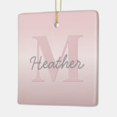  roze monogram en Jouw naam script bevestigen Keramisch Ornament (Links)