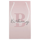  roze monogram en Jouw naam script bevestigen Klein Cadeauzakje (Achterkant)