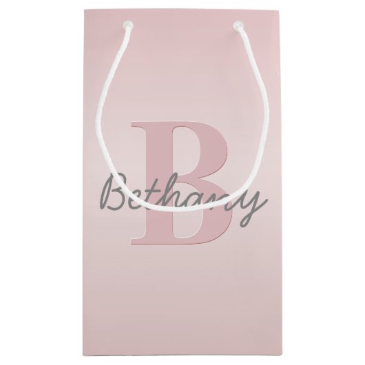  roze monogram en Jouw naam script bevestigen Klein Cadeauzakje (Achterkant)