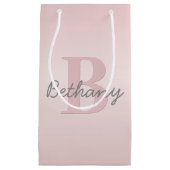  roze monogram en Jouw naam script bevestigen Klein Cadeauzakje (Voorkant)