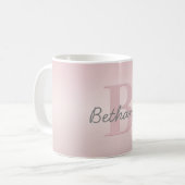  roze monogram en Jouw naam script bevestigen Koffiemok (Voorkant links)
