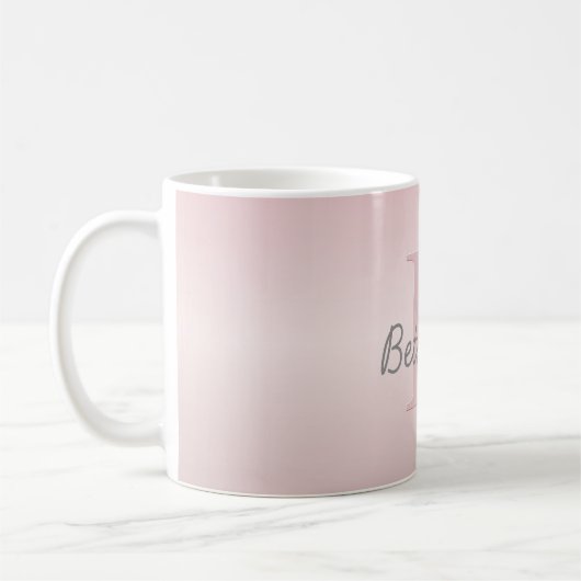 roze monogram en Jouw naam script bevestigen Koffiemok (Links)