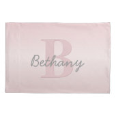  roze monogram en Jouw naam script bevestigen Kussensloop (Achterkant)