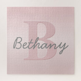 roze monogram en Jouw naam script bevestigen Legpuzzel
