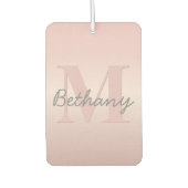  roze monogram en Jouw naam script bevestigen Luchtverfrisser (Voorkant)