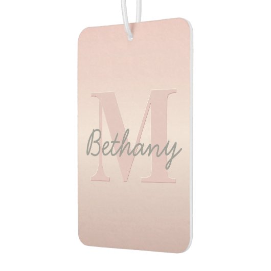  roze monogram en Jouw naam script bevestigen Luchtverfrisser (Links)