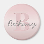 roze monogram en Jouw naam script bevestigen Magneet (Voorkant)