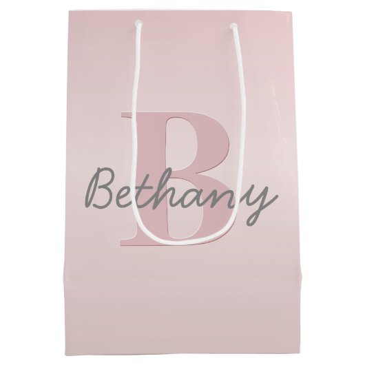 roze monogram en Jouw naam script bevestigen Medium Cadeauzakje (Achterkant)