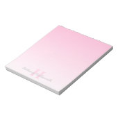 roze monogram en Jouw naam script bevestigen Notitieblok (Linkerzijde)