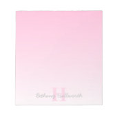 roze monogram en Jouw naam script bevestigen Notitieblok (Voorkant)