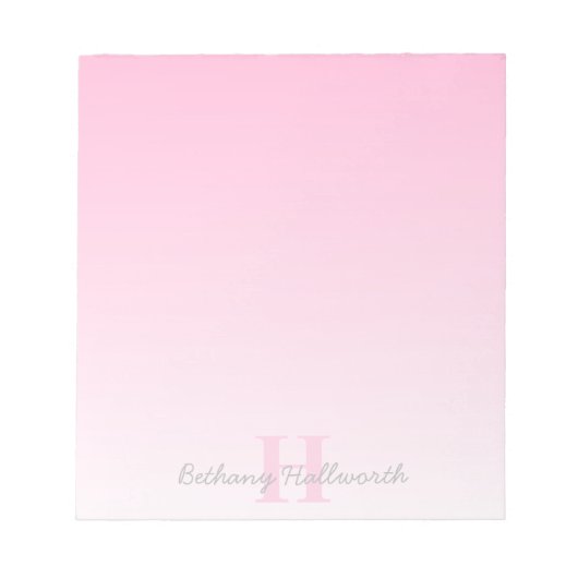 roze monogram en Jouw naam script bevestigen Notitieblok (Voorkant)
