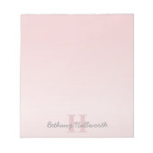 roze monogram en Jouw naam script bevestigen Notitieblok (Voorkant)