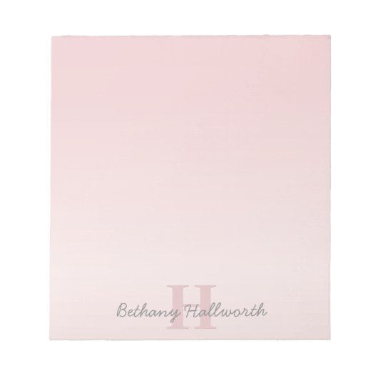 roze monogram en Jouw naam script bevestigen Notitieblok (Voorkant)