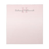 roze monogram en Jouw naam script bevestigen Notitieblok (Voorkant)