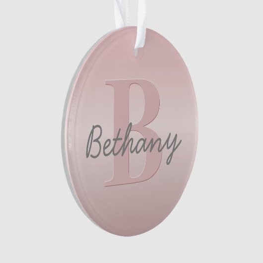 roze monogram en Jouw naam script bevestigen Ornament (voorkant)