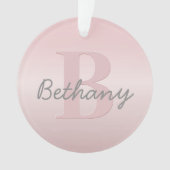 roze monogram en Jouw naam script bevestigen Ornament (voorkant)