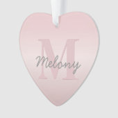 roze monogram en Jouw naam script bevestigen Ornament (voorkant)