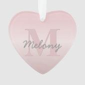 roze monogram en Jouw naam script bevestigen Ornament (voorkant)