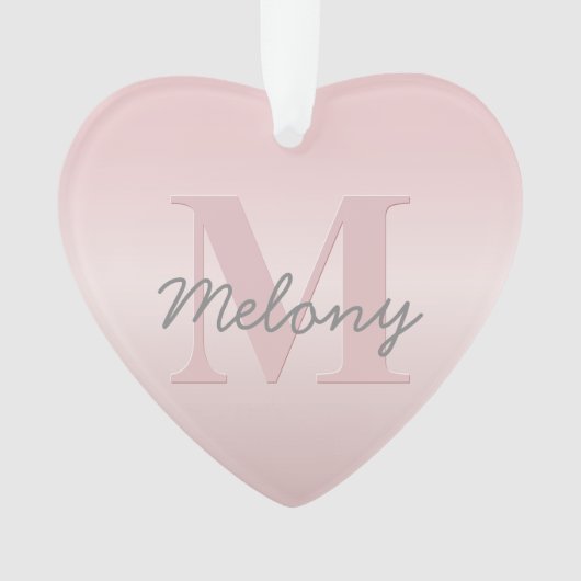 roze monogram en Jouw naam script bevestigen Ornament (voorkant)