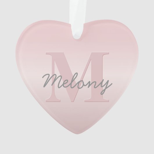 roze monogram en Jouw naam script bevestigen Ornament (achterkant)